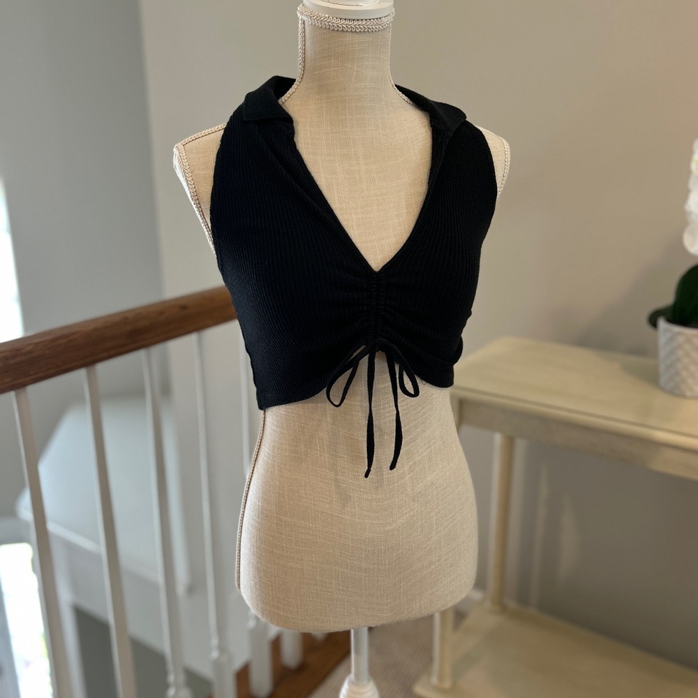 Zara Black Ruched Crop Top